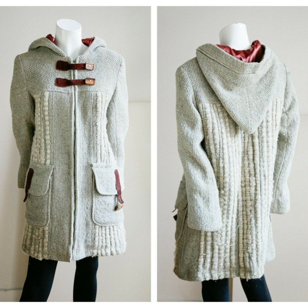 Vintage 70s Raw Wool Grey Short Parka Jacket
